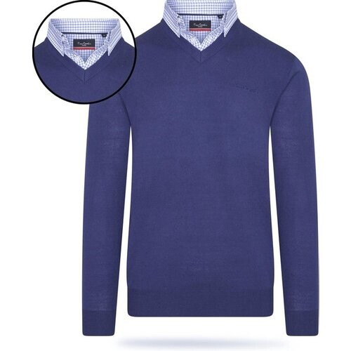 Tweedekans Pierre Cardin - Heren Sweaters Mock Pullover - Blauw - Maat XL Tweedehands