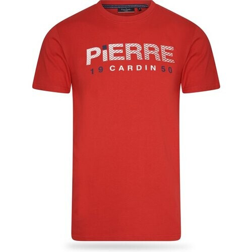 Tweedekans Pierre Cardin - Heren Tee SS 1950 Logo Shirt - Rood - Maat XL Tweedehands