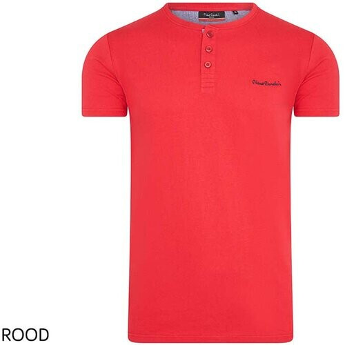 Tweedekans Pierre Cardin T-Shirt Met Knoopjes - Red - XL Tweedehands
