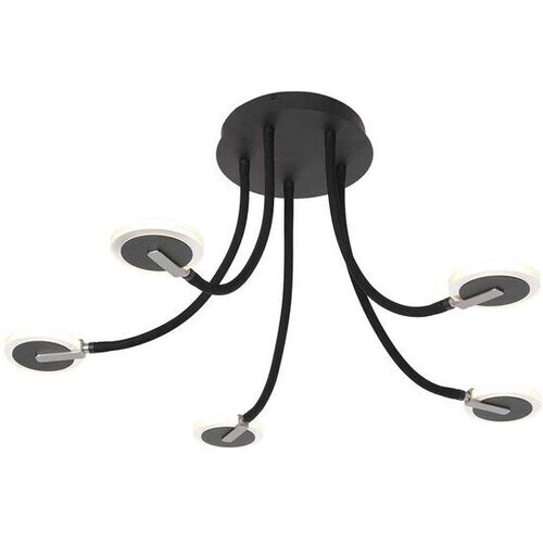 Tweedekans Plafondlamp Turound 3375ZW – Zwarte design lamp met glas, 91,5 cm, draaibaar en kantelbaar, Steinhauer, LED, dimbaar, 5000 lumen Tweedehands