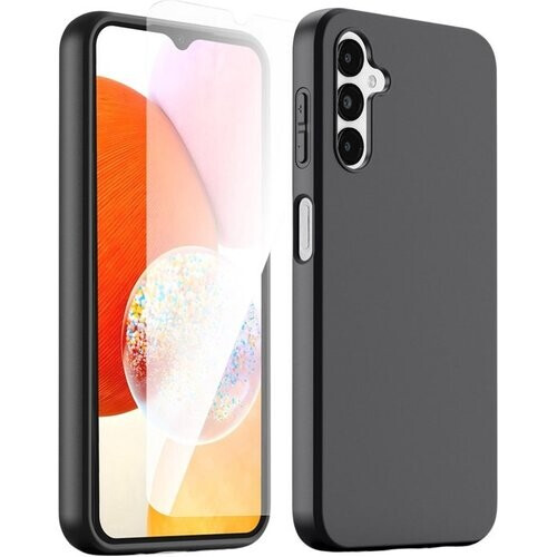 Tweedekans Podec Hoesje Geschikt voor Samsung Galaxy A14 Zwart Telefoonhoesje - Anti-Shock Case Cover met 1x Screenprotector Tweedehands