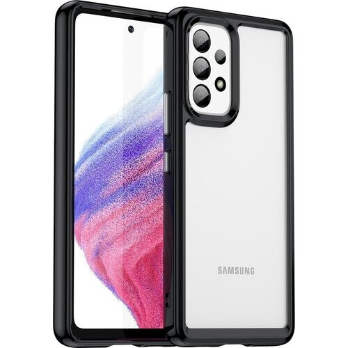 Tweedekans Podec Hoesje Geschikt voor Samsung Galaxy A53 Zwart en Transparant Telefoonhoesje - Anti-Shock Case Cover met 2x Screenprotector Tweedehands