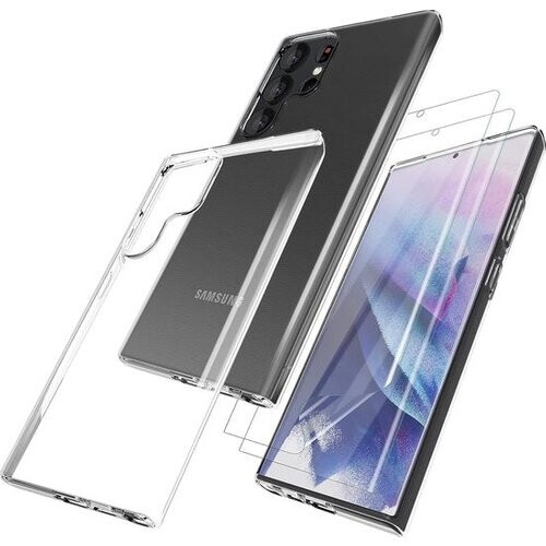 Tweedekans Podec Hoesje Geschikt voor Samsung Galaxy S23 Ultra Transparant Telefoonhoesje - Anti-Shock Case Cover met 2x Screenprotector Tweedehands