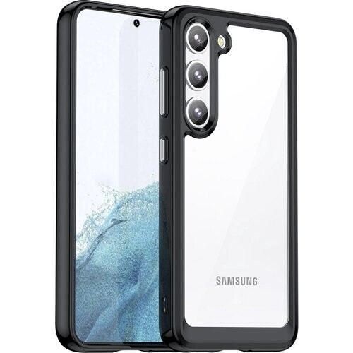 Tweedekans Podec Hoesje Geschikt voor Samsung Galaxy S23 Zwart en Transparant Telefoonhoesje - Anti-Shock Case Cover met 2x Screenprotector Tweedehands