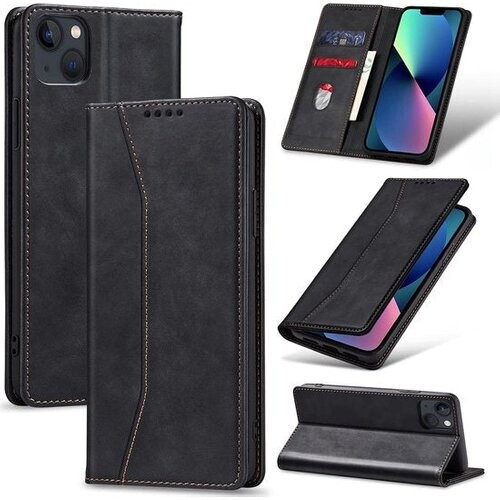 Tweedekans Podec Hoesje met Pasjeshouder Geschikt voor iPhone 13 Mini Zwart Telefoonhoesje - Anti-Shock Bookcase Cover met 1x Screenprotector - Wallet Case Tweedehands