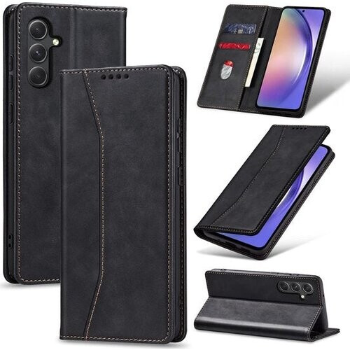 Tweedekans Podec Hoesje met Pasjeshouder geschikt voor Samsung Galaxy A54 Zwart Telefoonhoesje - Anti-Shock Bookcase Cover met 1x Screenprotector Tweedehands