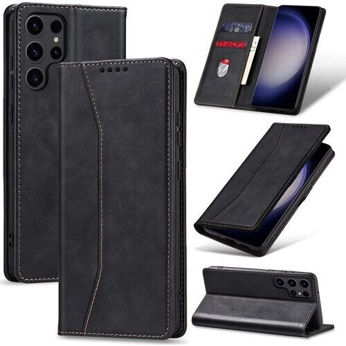 Tweedekans Podec Hoesje met Pasjeshouder geschikt voor Samsung Galaxy S23 Ultra Zwart Telefoonhoesje - Anti-Shock Bookcase Cover met 1x Screenprotector Tweedehands