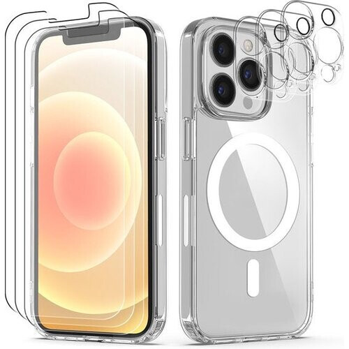 Tweedekans Podec Magsafe Hoesje Geschikt voor iPhone 11 Pro Max - Bundel met 3x Screenprotector + 3x Cameraprotector - Magnetisch met Ring Doorzichtig - Telefoonhoesje Transparant Magsafe Case - Doorzichtig Tweedehands