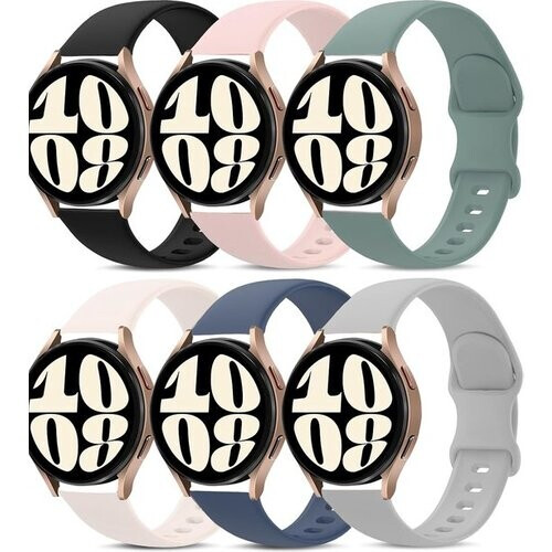 Tweedekans Podec Smartwatch Bandjes 20mm - Set van 6 Siliconen Bands Multicolor - Geschikt voor Samsung Galaxy Watch Active / Active2 / Watch 3 / 4 / 4 Classic / 5 / 5 Pro / 6 / 6 Classic Tweedehands