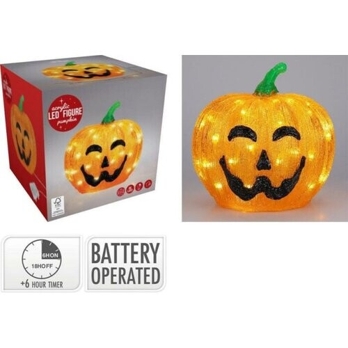 Tweedekans Pompoenlamp Halloween - 50 LED - Set van 2 - 25 cm - Oranje Tweedehands