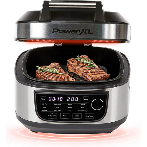 Tweedekans PowerXL Multi-koker 12-in-1 Zonder Grillplaat - 5,7 L - 1200 W - Zilver/Zwart - Airfryer en Slowcooker Tweedehands