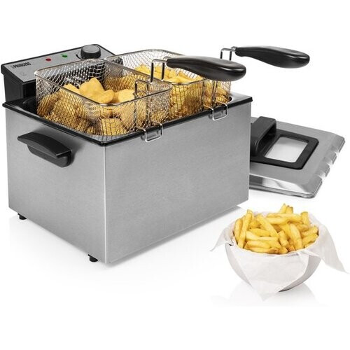 Tweedekans Princess Frituurpan 185000 – Grote friteuse - 1 grote en 2 kleine manden - 5 liter - 3270W - Kijkvenster - Koude zone - Anti reukfilter Tweedehands