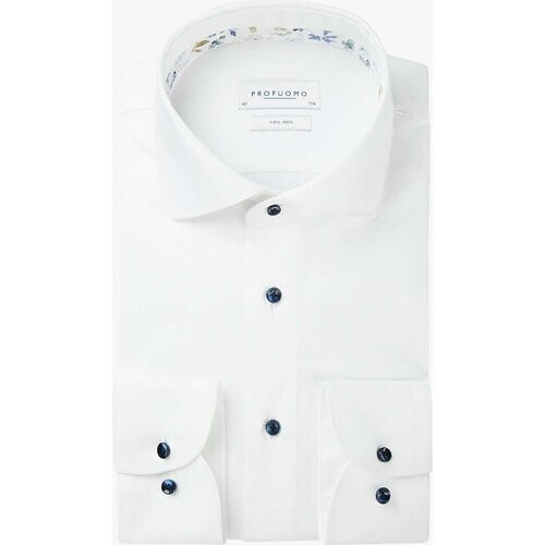 Tweedekans Profuomo Wit Dobby Overhemd – Maat 38 – Stijlvol & Duurzaam Tweedehands