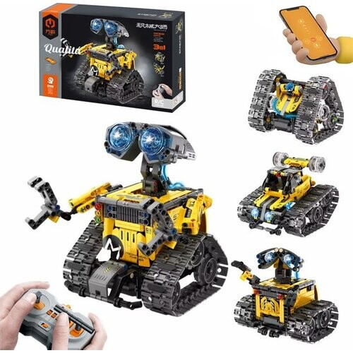 Tweedekans Qualitá® 4 in 1 Robot Bouwpakket - Geel - Robot Speelgoed voor Kinderen - Interactief - STEM & Educatief Speelgoed - Vanaf 7-9 Jaar - Jongens - Programmeerbaar & Bestuurbaar Tweedehands