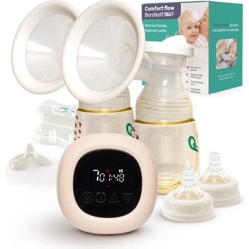 Tweedekans Qwali comfort flow Elektrische draadloze Borstkolf - BPA vrij - incl. 2 Melkflesjes - Tweedehands