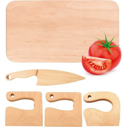 Tweedekans Qwali Wood Kindermessen Set - Veilig - Incl. snijplank - Kinder - Bestek - Messen Kind - Keuken - Speelgoed Tweedehands