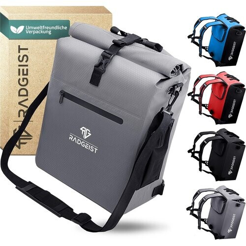 Tweedekans RADGEIST 3in1 fietstas voor bagagedrager - fietsrugzak - bagagedraagtas - schoudertas - met laptopvak - waterdicht - 25L - grijs Tweedehands