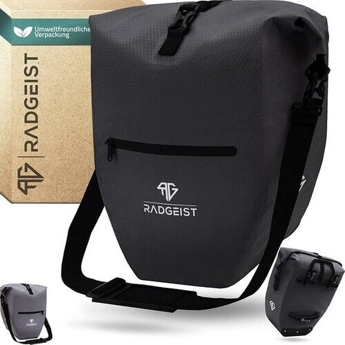 Tweedekans RADGEIST Fietstas voor bagagedrager, fiets, bagagedragertas, schoudertas, waterdicht, 25 l, zwart Tweedehands