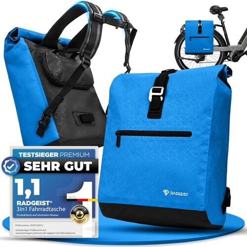 Tweedekans RADGEIST fietstas voor bagagedrager I fietstas & rugzak I fietstas voor dames & heren I schoudertas & fietstas voor fiets 20L blauw Tweedehands