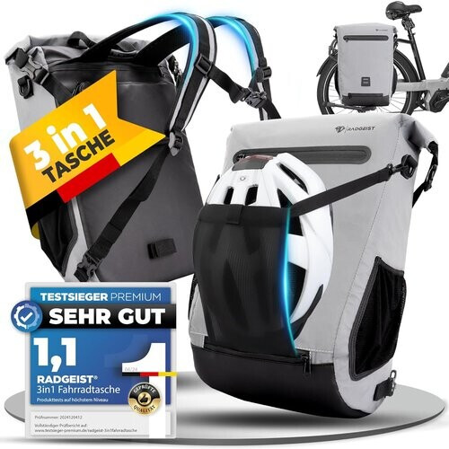 Tweedekans RADGEIST fietstas voor bagagedrager I fietstas & rugzak I tas voor fiets 100% waterdicht (reflecterend) Tweedehands