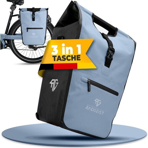 Tweedekans RADGEIST fietstas voor bagagedrager I fietstas shopper I fiets boodschappentas & draagtas 22-28 liter - blauw Tweedehands