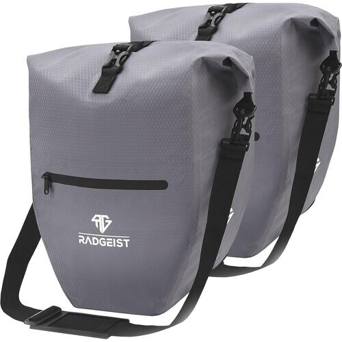 Tweedekans RADGEIST fietstas voor bagagedrager set - 2X tas voor fietsbagagedrager - bagagedraagtas waterdicht & schoudertas - fietstas met reflectoren Tweedehands