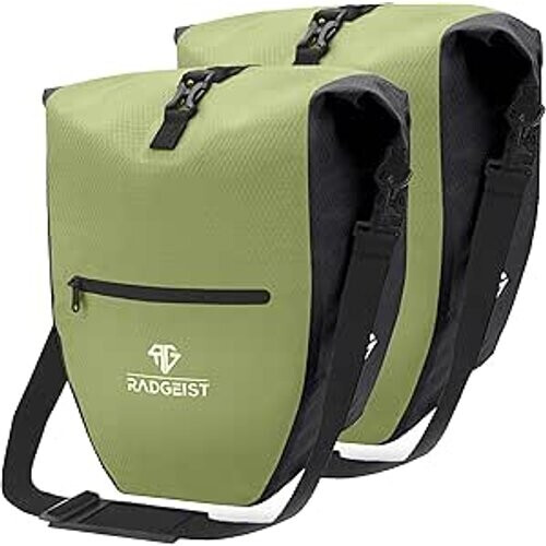 Tweedekans RADGEIST fietstas voor bagagedrager set - 2X tas voor fietsbagagedrager - bagagedraagtas waterdicht & schoudertas - fietstas met reflectoren Tweedehands