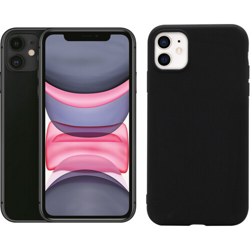 Tweedekans Refurbished iPhone 11 64GB Zwart (Licht gebruikt) + BlueBuilt Back Cover Zwart Tweedehands