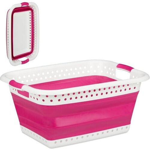 Tweedekans Relaxdays Opvouwbare Wasmand 50L - Rood - Plastic Kunststof Tweedehands