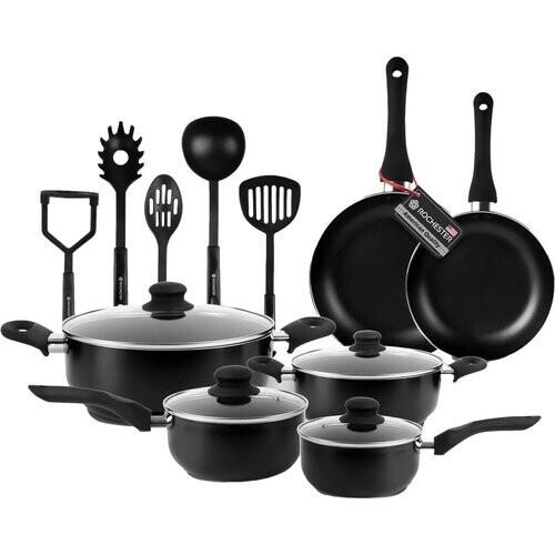 Tweedekans Rochester Pannenset - 18-delig - Aluminium - Non-stick - Incl. Deksel - Zwart Tweedehands