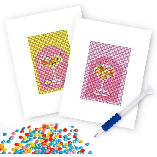 Tweedekans Mini Diamond Painting Set – 2 Stuks – Cocktails Design – 15x20 cm – Creatieve Hobby Set Tweedehands