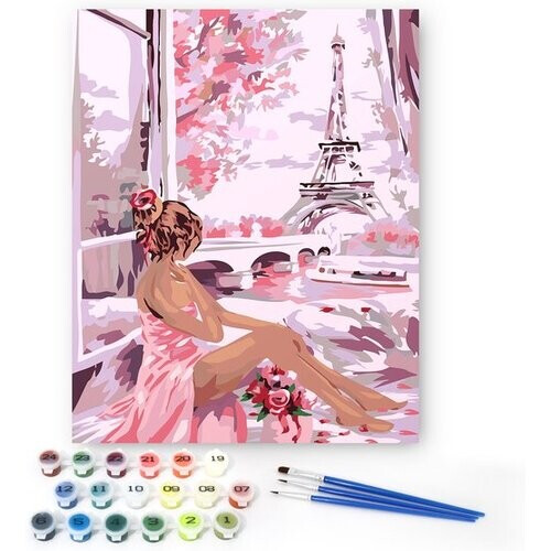 Tweedekans Rubye® Schilderen Op Nummer Volwassenen – Pink Paris – Inclusief Verf en Penselen – Canvas Schildersdoek - Kleuren op Nummer - 40x50cm Tweedehands