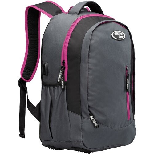 Tweedekans Rugzak voor Laptop 34L met USB-poort en 15,6" Laptopvak– Grijs / Roze Tweedehands