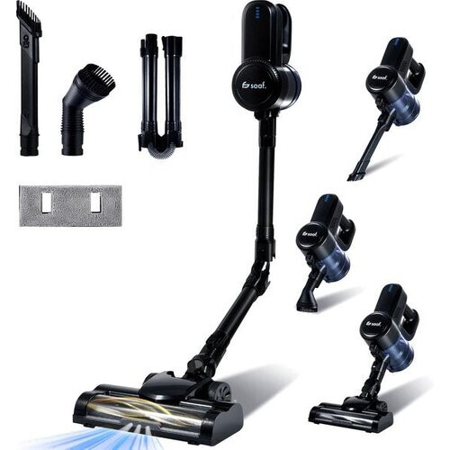 Tweedekans Saaf G80 Steelstofzuiger - 100W - met Dweilfunctie en Buigbare Steel - 8-delig - Stofzuiger zonder Zak - Draadloos - Zwart Tweedehands