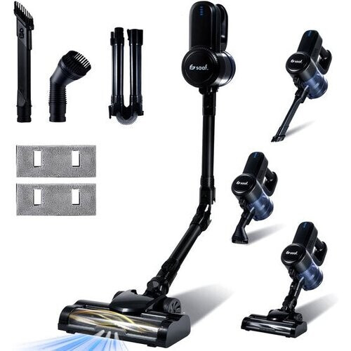 Tweedekans Saaf G80 Steelstofzuiger met Dweilfunctie - 8-delige set met Buigbare Steel - 22Kpa - Stofzuiger zonder Zak - 150W - Draadloos - Zwart Tweedehands