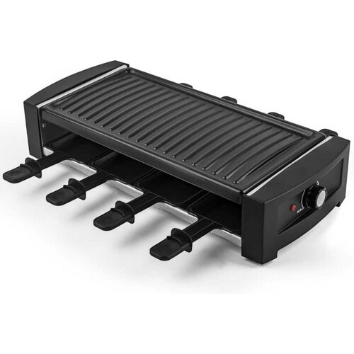 Tweedekans Saaf – Gourmetstel & Raclette Set – 1200W – Zwart Metaal – Met Uitneembare Bakplaat & Antiaanbaklaag – Voor 8 Personen – Vaatwasserbestendig – Gezellig Tafelen Tweedehands