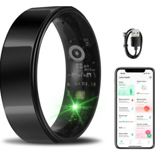 Tweedekans Saaf Smart Ring - Maat 12 - voor Dames en Heren - Activity Tracker - Wearables - Zwart Tweedehands