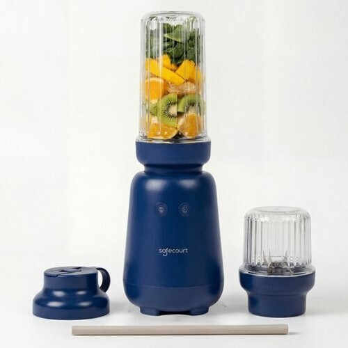 Tweedekans Safecourt Kitchen PureBlend - 1000W Smoothie maker - BPA vrij - inclusief to-go drinkdeksel + rietje- Premium Tritan blendbekers - Blauw Tweedehands