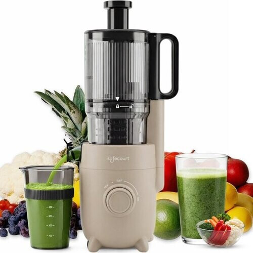 Tweedekans Safecourt Kitchen Slow Juicer - krachtige motor [Pre-cutter & Cold-press technologie] - eenvoudige reiniging - BPA-vrij - sapcentrifuge Beige Tweedehands
