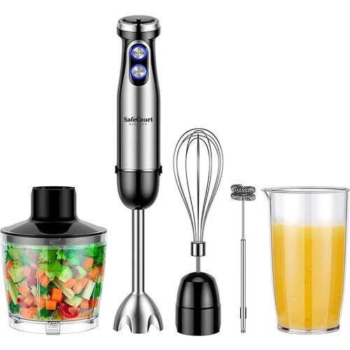 Tweedekans Safecourt Kitchen Staafmixer Set -  5 in 1 Multifunctionele Staafmixer - 20 Snelheden - 1000 Watt - Hakmolen - Inclusief Melkopschuimer & Maatbeker Tweedehands