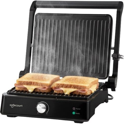 Tweedekans Safecourt Kitchen Tosti apparaat – Paninigrill en Tosti ijzer – Uitneembare PFAS-vrije platen & vaatwasserbestendig – Groot grilloppervlak – Snel warm – Contactgrill - Zwart