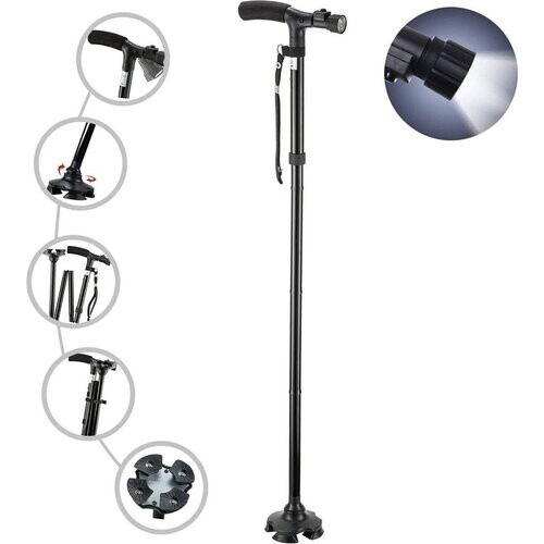 Tweedekans SafeLife Wandelstok met LED verlichting - Opvouwbaar en verstelbaar Tweedehands