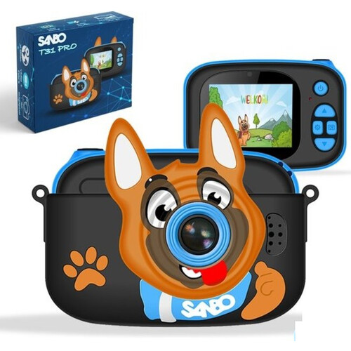 Tweedekans Sanbo Kindercamera - Nederlandstalig - Selfiecamera - Blauw / Zwart - Incl. 32Gb Sd-Kaart en Reader – Fototoestel Kinderen - Speelcamera Tweedehands