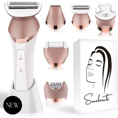 Tweedekans Sansbeauté® 6-in-1 Ladyshave Gezicht - Oksels - Benen - Bikinilijn - Scheerapparaat Vrouw - Epilator - Epileerapparaat Dames - Trimmer Vrouw - Bikinitrimmer - USB Oplaadbaar Tweedehands