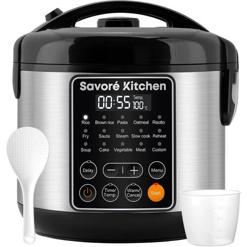 Tweedekans Savoré Kitchen Rijstkoker met Stomer – 3L – 14 Programma’s – Multicooker – Rice Cooker – Slowcooker – PFAS Vrij – Zwart RVS Tweedehands