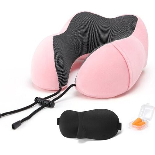 Tweedekans SC Travel Essentials - Nekkussen Set 3-delig - Ergonomisch Memory Foam Reiskussen met Oogmasker en Oordoppen - Ideaal voor Vliegtuig, Auto en Trein - Compact en Luxe - Rose Tweedehands