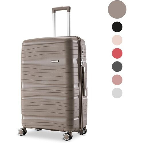 Tweedekans SC Travelin' Charm – 24-inch Medium Reiskoffer – Cijferslot – 41x24x69 cm – 68L – Lichtgewicht, Waterdicht & Duurzaam – Champagne - Taupe Tweedehands