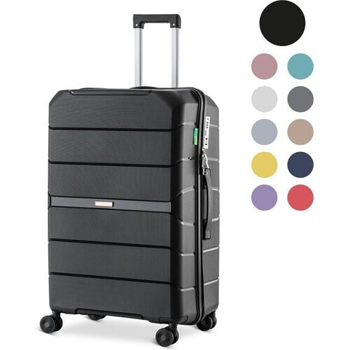 Tweedekans SC Urban Adventurer - Medium Reiskoffer - Cijferslot - 44x27x66cm - 78L - Reiskoffer met Kofferslot - Spinner wielen - Zwart V2 Tweedehands