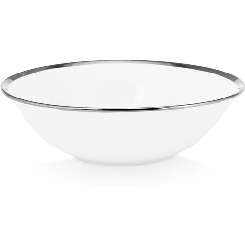 Tweedekans Schaal wit/zilver 15 cm – elegant servies schaaltje met zilveren rand Tweedehands