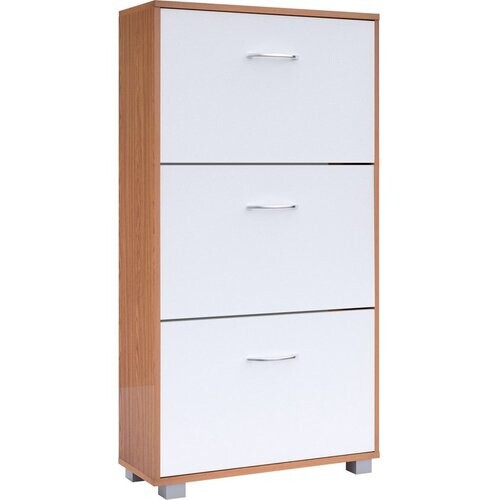 Tweedekans Schoenenkast – 3 Kleppen – 115x60x24cm – 18 Paar Beuken/Wit Tweedehands